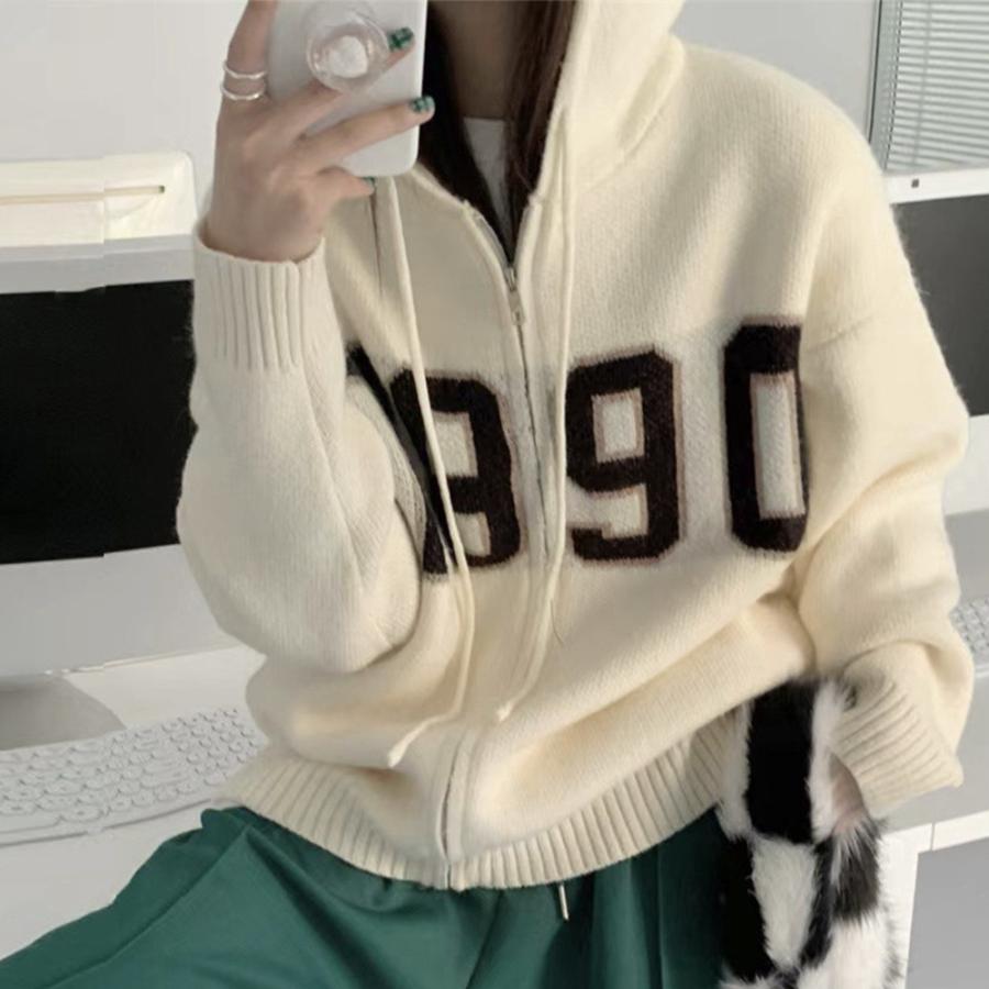 フード付き ニットカーディガン 秋冬服【在庫限り】売り尽くしセール