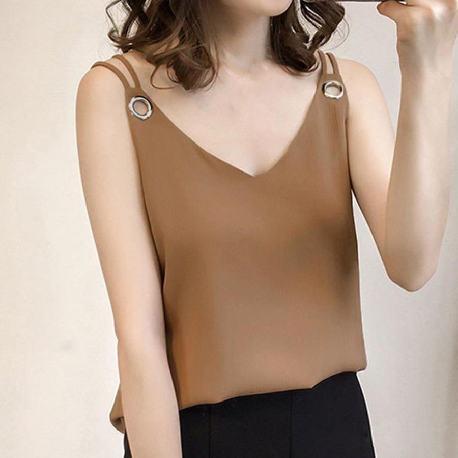 シフォン キャミソール レディース ゆったり タンクトップ リング付き