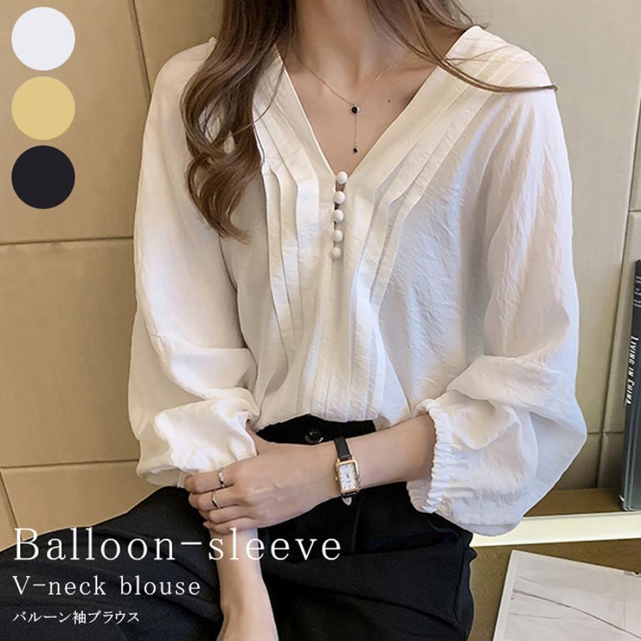 Vネックブラウス レディース ピンタック シャツ パフスリーブ トップス おしゃれ オフィス きれいめ ゆったり ネコポス可 85yn Miniministore 通販 Yahoo ショッピング