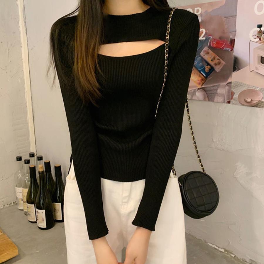 トップス min miniministore ニットトップス 胸開き ニットウエア