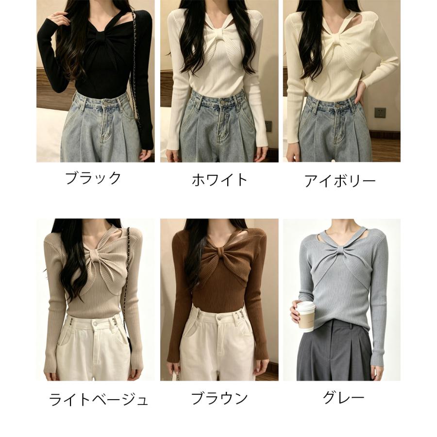 トップス minimini miniministore（ミニミニストア） フロントリボンリブニットトップス