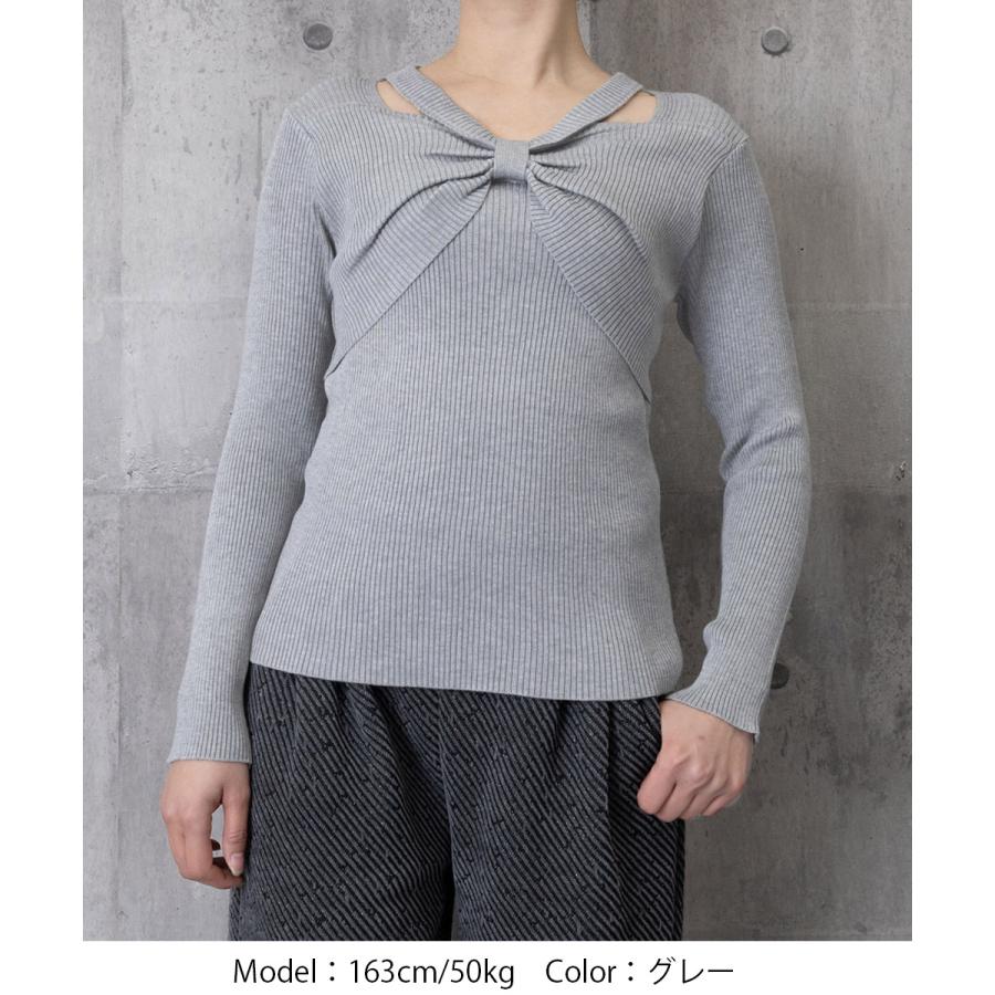 トップス minimini miniministore（ミニミニストア） フロントリボンリブニットトップス