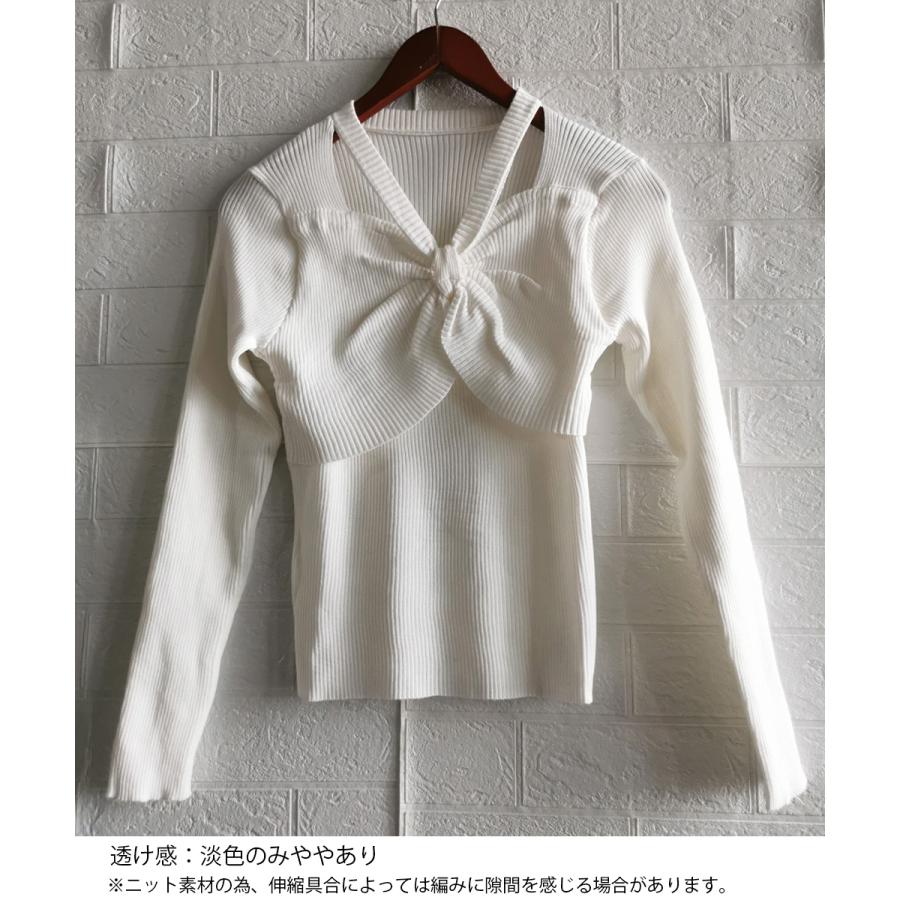 miniministore（ミニミニストア） フロントリボンリブニットトップス