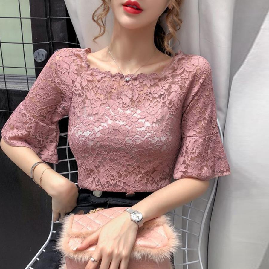 miniministore 総レース フレアスリーブブラウス 肌見せ【ゆう