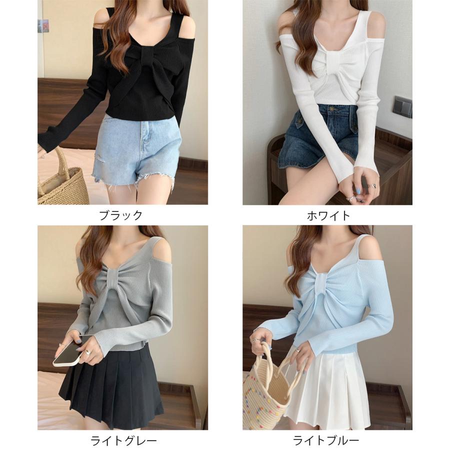 miniministore（ミニミニストア） フロントリボンリブニットトップス