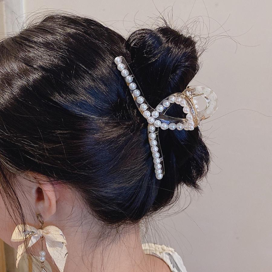 バンスクリップ 可愛い ヘアクリップ ヘアアクセサリー おしゃれ 髪飾り フェイクパール ワニクリップ 大きめ 【2022正規激安】