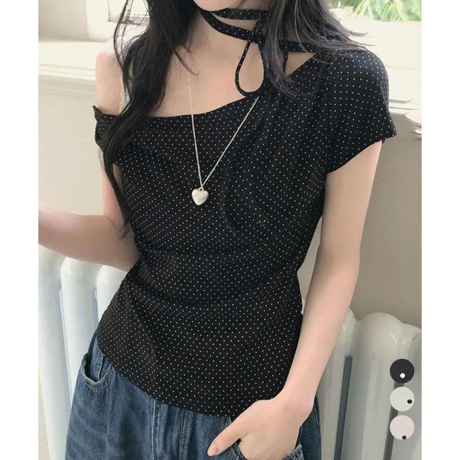 トップス minimini miniministore（ミニミニストア） ドット柄tシャツオフショルダー