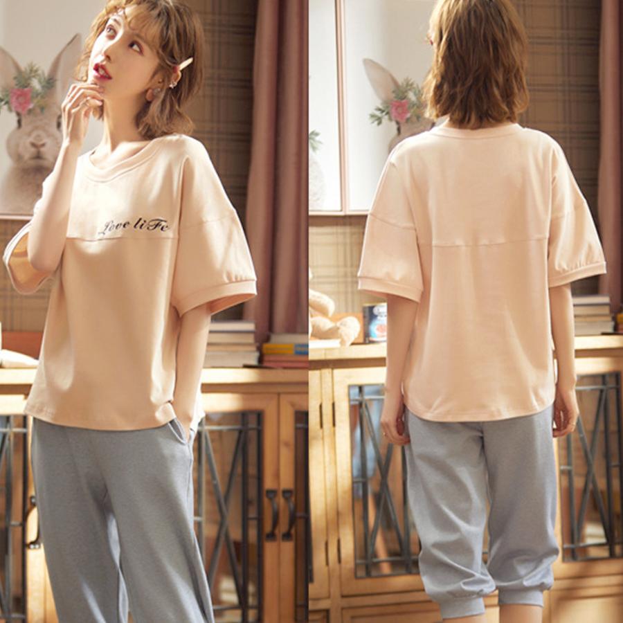 ルームウェア レディース セットアップ パジャマ 部屋着 上下セット 5分袖 Tシャツ ジョガーパンツ ナイトウェア ネコポス可 86pmx 002 Miniministore 通販 Yahoo ショッピング
