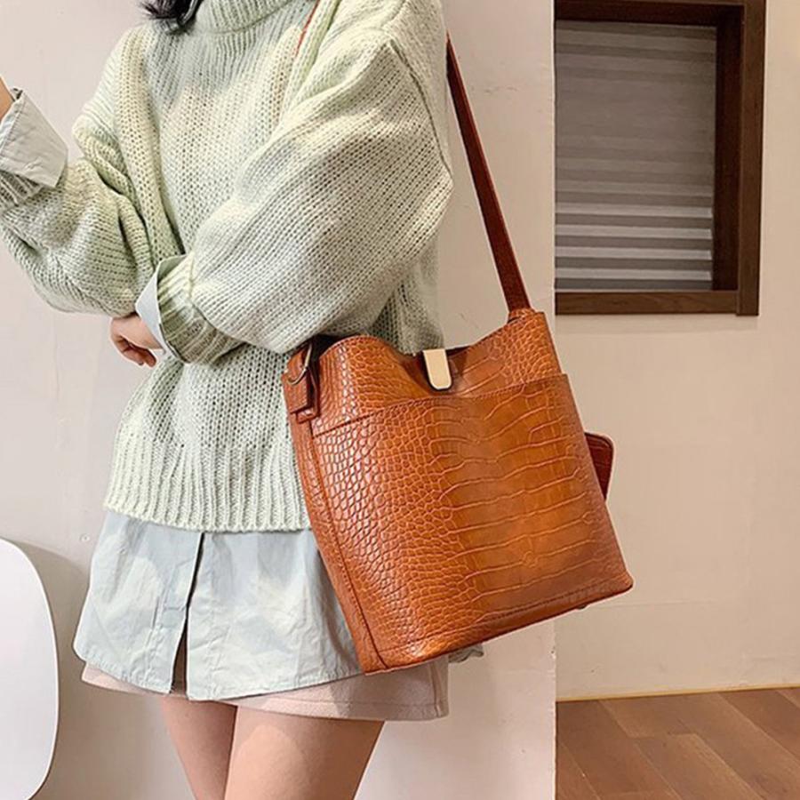 クロコ 型押し ショルダーバッグ レディース 通勤 肩掛けバッグ ポーチ付き 2点セット 大人カジュアル バッグ 86qihang 004 Miniministore 通販 Yahoo ショッピング