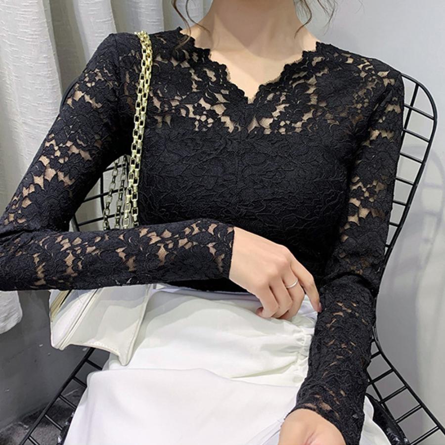 花柄 総レース ブラウス レディース Vネック 長袖 カットソー 着やせ フラワーレース シャツブラウス 透け感 きれいめ ネコポス可 86xyys 004 Miniministore 通販 Yahoo ショッピング