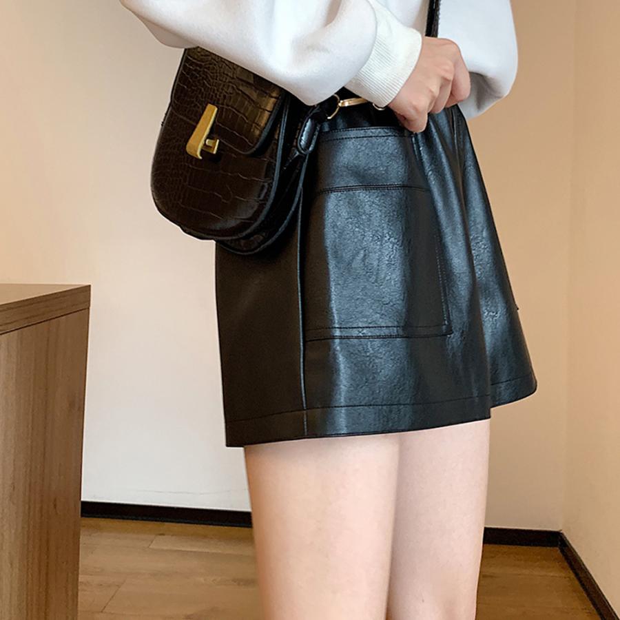 miniministore レザー ショートパンツ レディース ウエストゴム