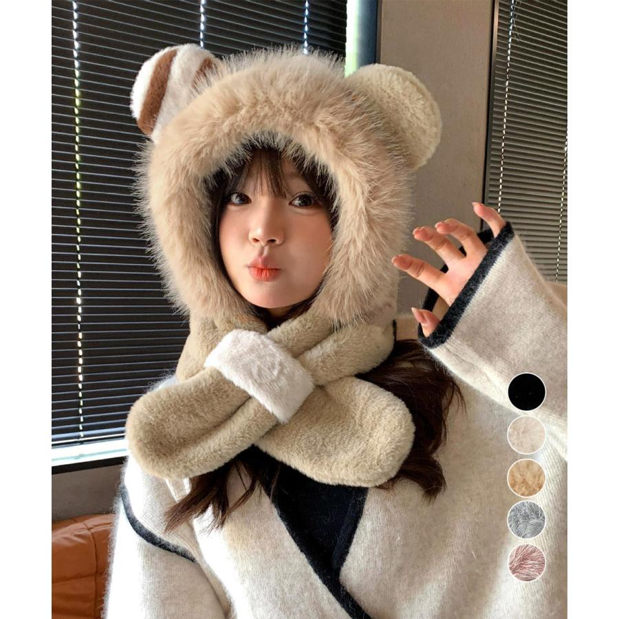 miniministore（ミニミニストア） くまみみ帽子 マフラー付きファー