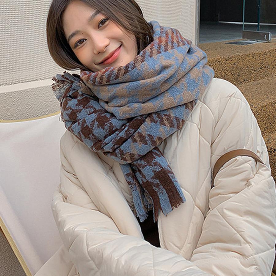 miniministore 大判ストール千鳥柄マフラー リバーシブル miniministore 大判ストール千鳥柄マフラー リバーシブル