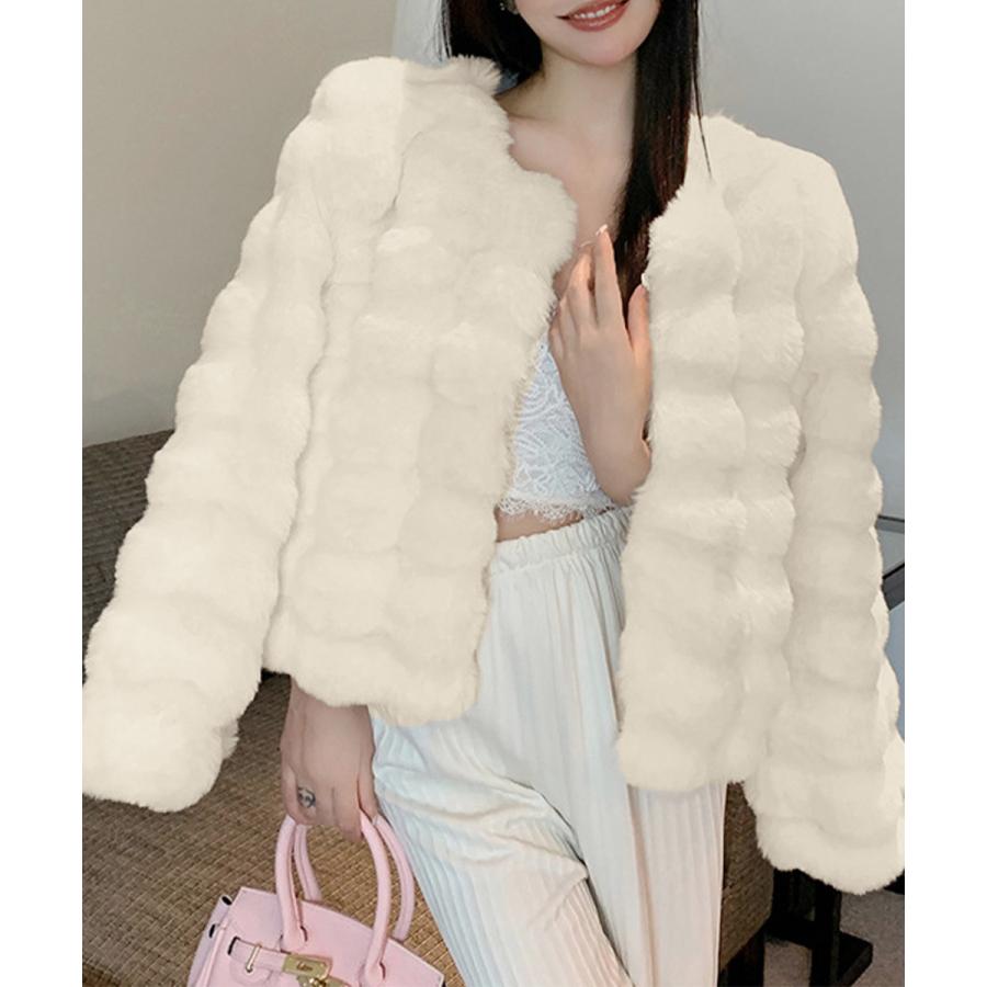 エコファーショートジャケット エコファーテーラードショートジャケット＜大きいサイズ有