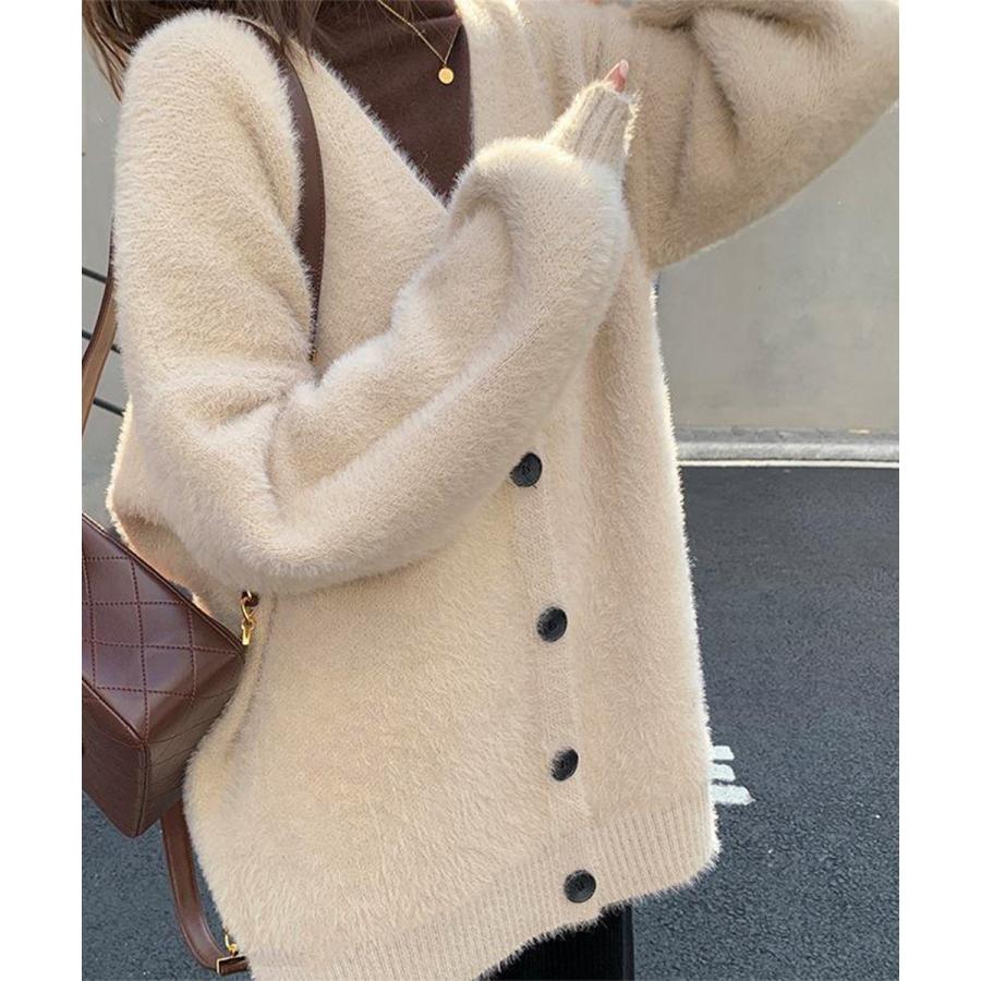 miniministore ふわふわシャギーニットカーディガン韓国風 miniministore ふわふわシャギーニットカーディガン韓国風