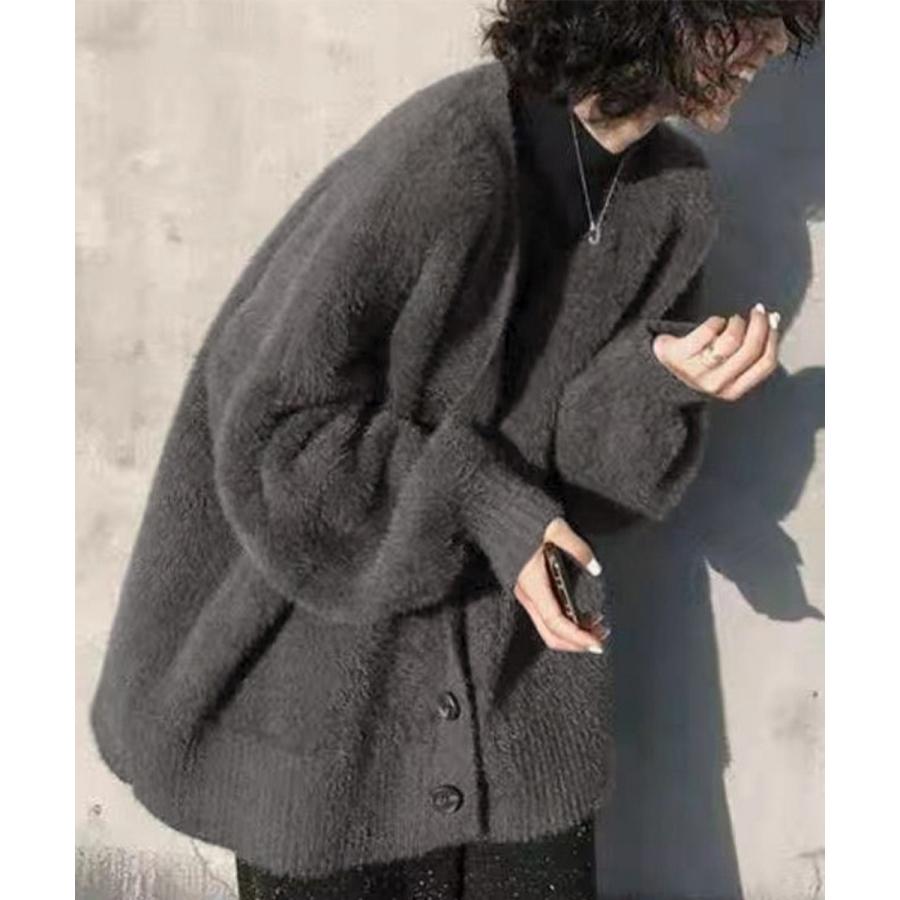 miniministore ふわふわシャギーニットカーディガン韓国風 miniministore ふわふわシャギーニットカーディガン韓国風