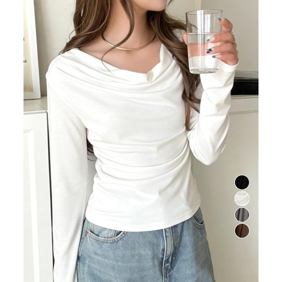 miniministore（ミニミニストア） ドレープネックTシャツ 長袖トップス