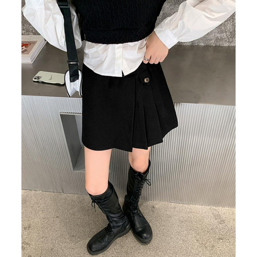 miniministore（ミニミニストア） プリーツキュロットパンツ ウール風