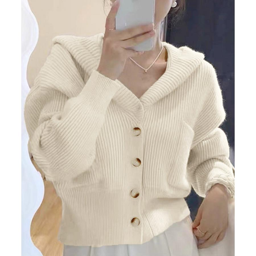 miniministore フード付きニットカーディガン ショート丈【在庫