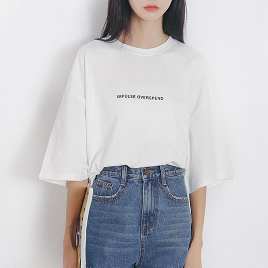 Tシャツ レディースカットソー 半袖 英字ロゴ 韓国ファッション ゆったり ロングt カジュアル ネコポスのみ 99aaa 006 Miniministore 通販 Yahoo ショッピング