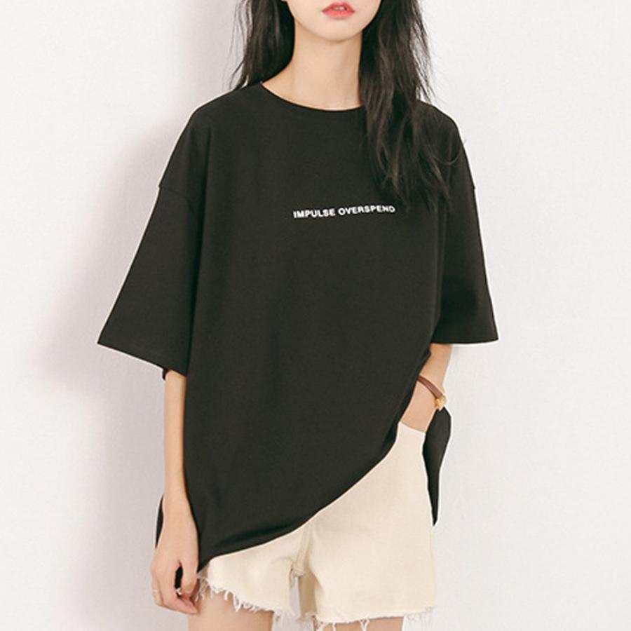 Tシャツ レディースカットソー 半袖 英字ロゴ 韓国ファッション ゆったり ロングt カジュアル ネコポスのみ 99aaa 006 Miniministore 通販 Yahoo ショッピング