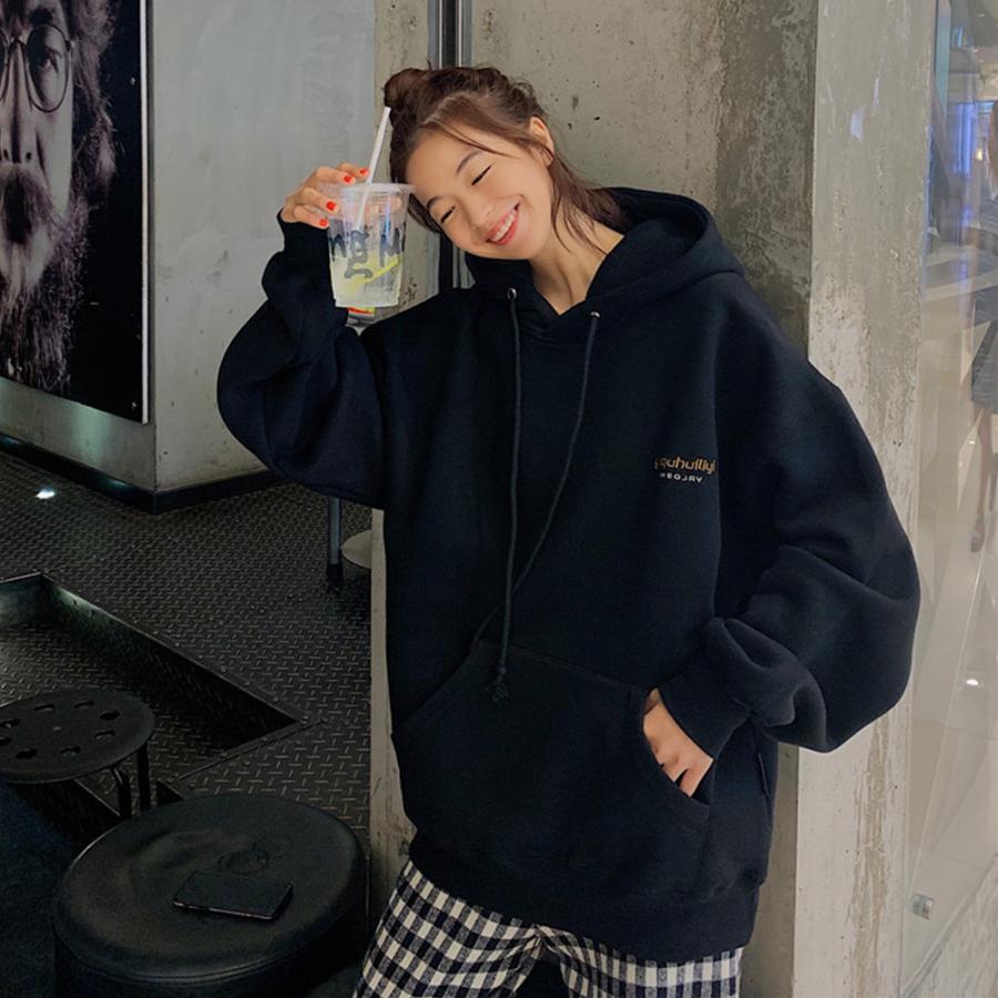 特別オファー パーカー レディース 紺 ロゴ 裏起毛 韓国 長袖 秋冬 Mサイズ ネイビー パーカー Www Qiraatafrican Com