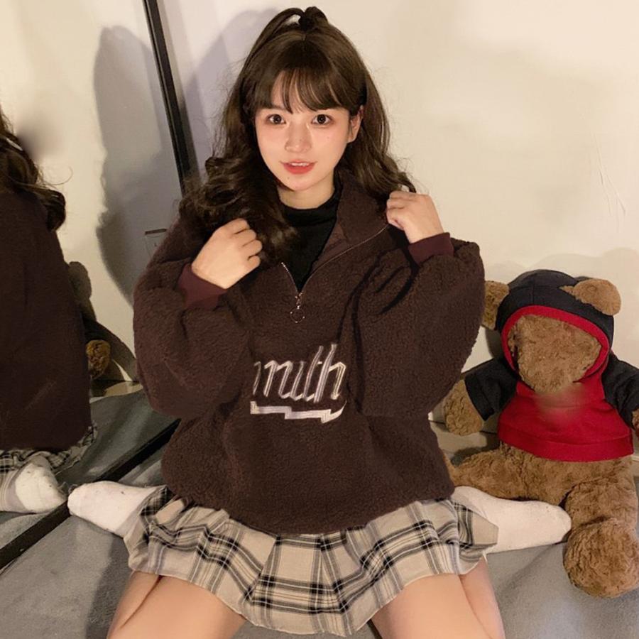 miniministore（ミニミニストア） ボアトレーナー フロントジップ 韓国