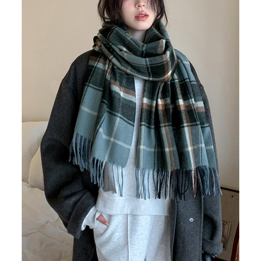 miniministore フリンジマフラー チェック柄 韓国風秋冬【ゆう miniministore フリンジマフラー チェック柄 韓国風秋冬【ゆう