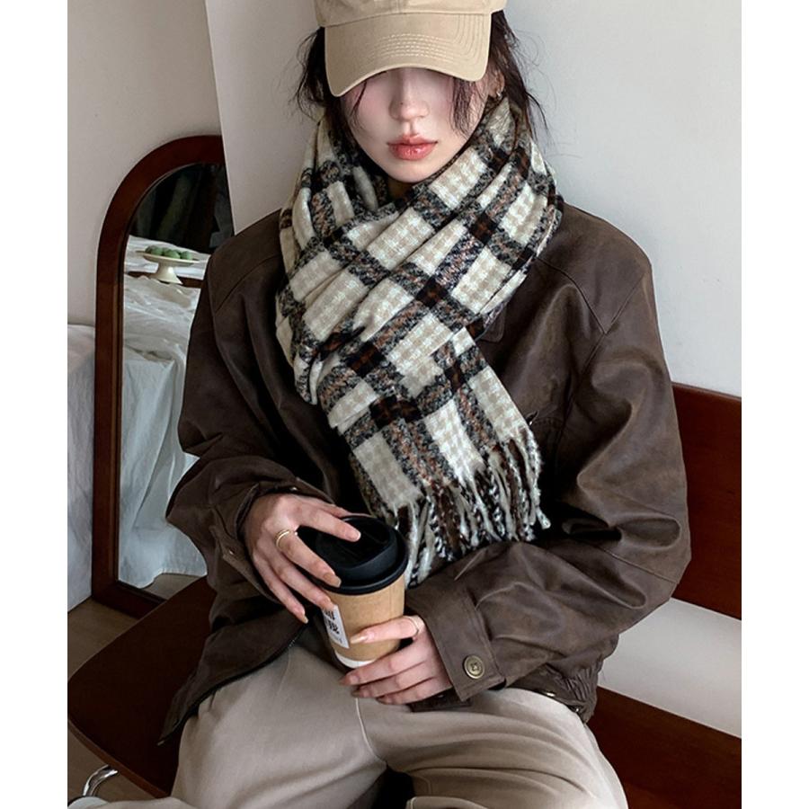 マフラー　ショール　ストール　大判 miniministore チェック柄マフラー 大判 ストール【ネコポス投函