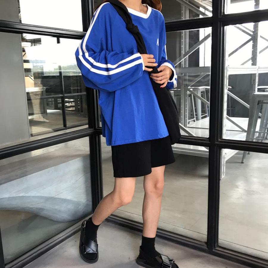 Tシャツ レディーストップス 長袖 カットソー 韓国ファッション 英字ロゴ 2ライン ゆったり ネコポスのみ 99yyh 019 Miniministore 通販 Yahoo ショッピング