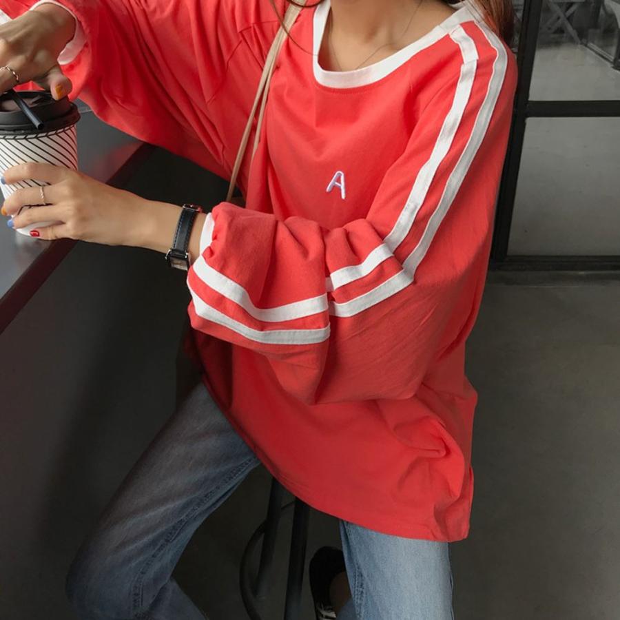 Tシャツ レディーストップス 長袖 カットソー 韓国ファッション 英字ロゴ 2ライン ゆったり ネコポスのみ 99yyh 019 Miniministore 通販 Yahoo ショッピング