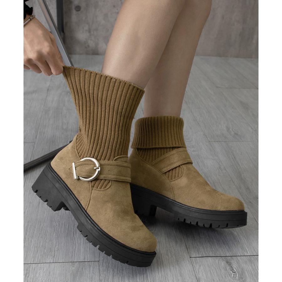 miniministore ソックス風ショートブーツ厚底 レディース