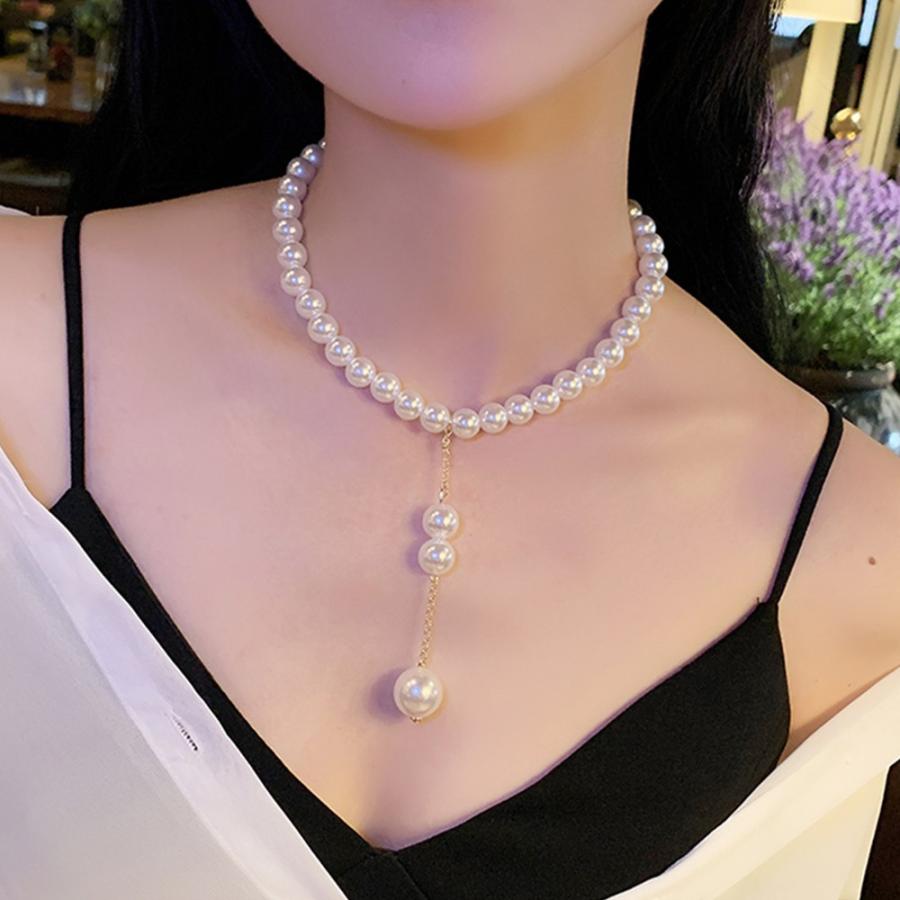 ロングネックレス レディース フェイクパール チョーカー かわいい アクセサリー パーティー ペンダント トップ プチプラ ネコポス可 Hhsp 005 Miniministore 通販 Yahoo ショッピング