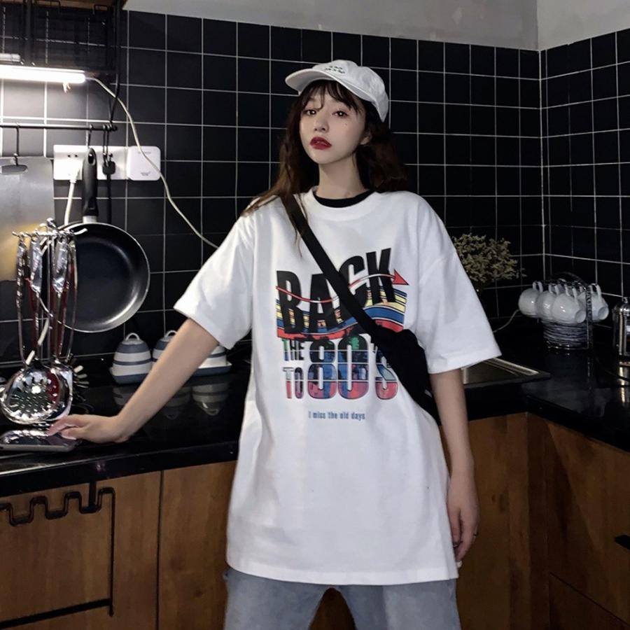 プリントtシャツ レディース 半袖 ロングtシャツ カジュアル トップス春夏 おしゃれ カットソー ロップショルダー ネコポス可 Hlaif 004 Miniministore 通販 Yahoo ショッピング