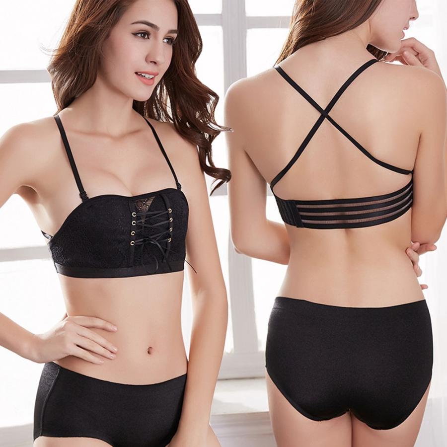 チューブトップ ブラ 落ちない ベアトップ カップ付 ブラトップ レースアップ バストアップブラ ネコポス可 Hli 004 Miniministore 通販 Yahoo ショッピング