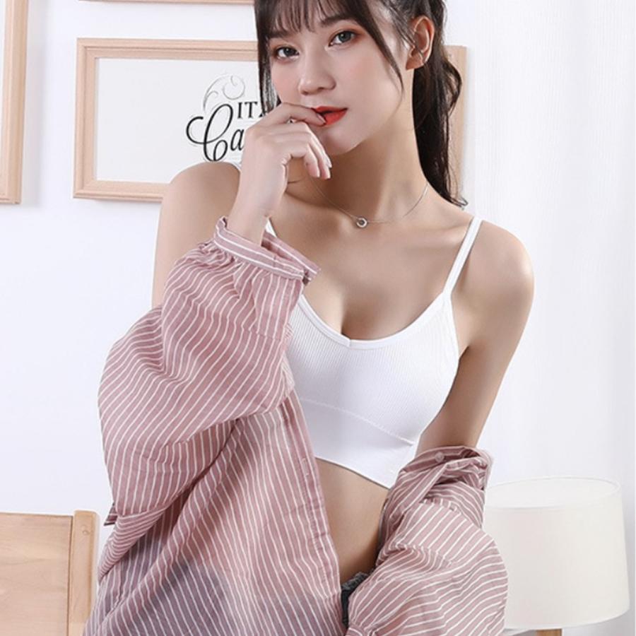 ショート丈 リブ キャミソール カップ付き おしゃれ Vネック キャミソール インナー ビスチェ キャミ ベアトップブラ ネコポス可 Hongjun 001 Miniministore 通販 Yahoo ショッピング