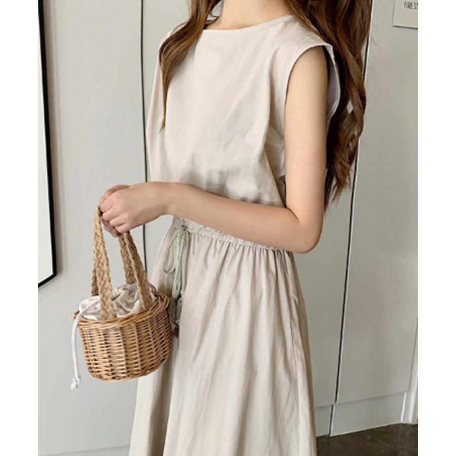 リネンミニワンピース miniministore リネン風ワンピース レディース 春夏半袖