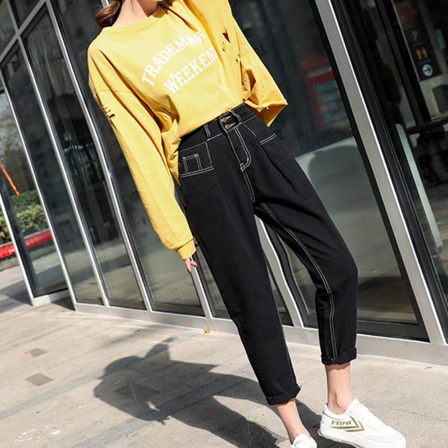 ボーイフレンドデニム きれいめ ロールアップデニムパンツ レディース ゆったり ジーンズ 黒 Khnz 014 Miniministore 通販 Yahoo ショッピング