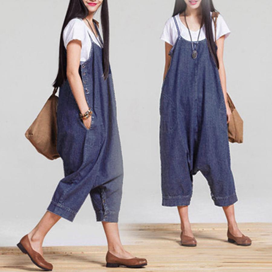 ジャンパースカート レディース デニムパンツ 大きいサイズ ワンピース ロング サスペンダーパンツ ゆったり 無地 2way ネコポス可 Meims 001 Miniministore 通販 Yahoo ショッピング