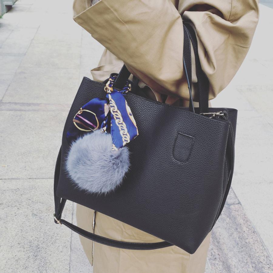 トートバッグ レディース ファーチャーム ショルダーバッグ レザー ポーチ付き 2点セット スカーフ付き 2way バッグ Tehm 001 Miniministore 通販 Yahoo ショッピング