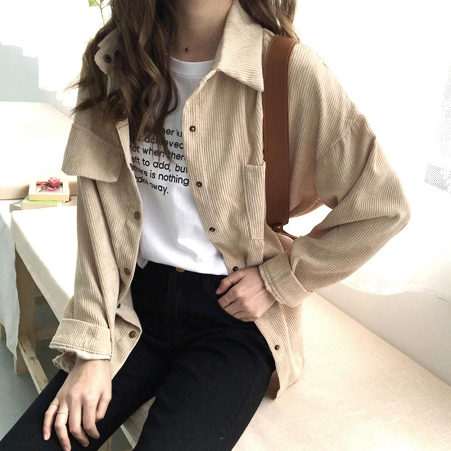 コーデュロイ ジャケット 薄手 レディース 長袖 コーデュロイシャツ ロング丈 トップス ゆったり 無地 Zhuimr 011 Miniministore 通販 Yahoo ショッピング