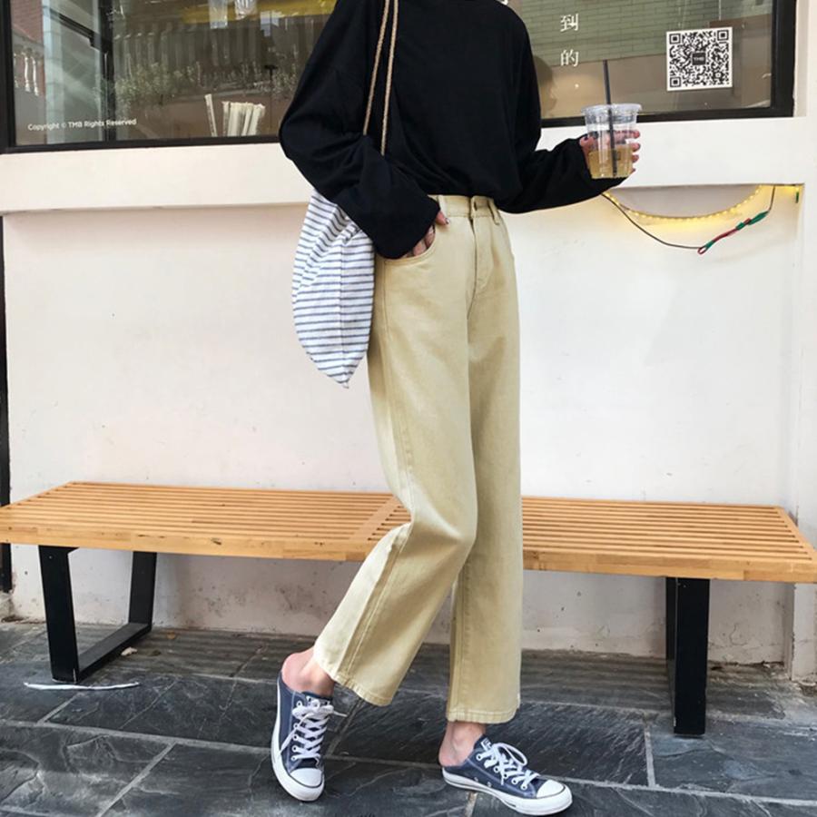 デニムパンツ レディース アンクル丈 ストレートパンツ ハイウエスト ジーンズ ゆったり ジーパン 着やせ ボトムス カジュアル ネコポス可 Zhuimr 051 Miniministore 通販 Yahoo ショッピング