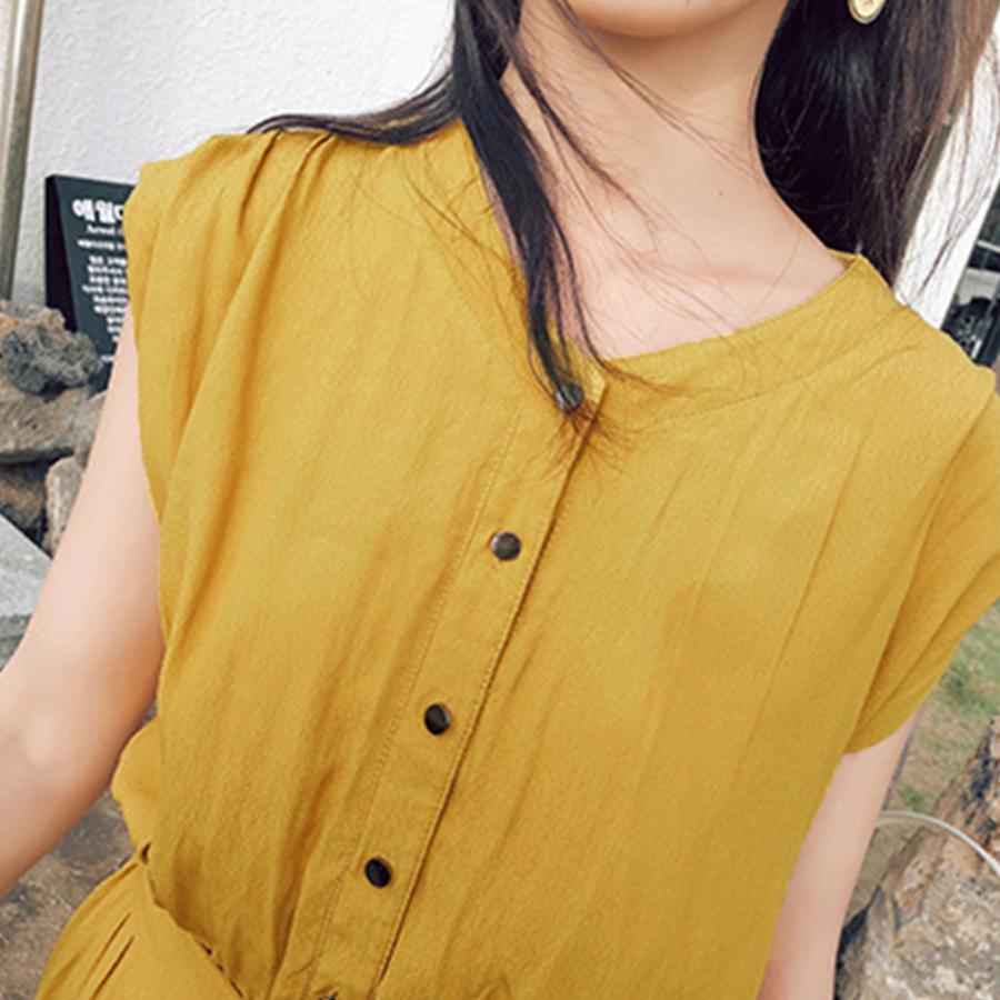 MI AND MOU シャツワンピース　イエロー セール】MidiUmi ハーフスリーブAラインシャツワンピース