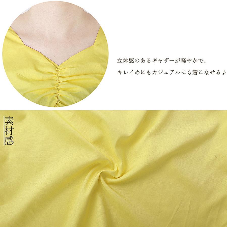 Vネック ギャザーブラウス レディース 半袖 トップス パフスリーブ 着やせ 高品質新品 カットソー シャツブラウス おしゃれ ショート丈