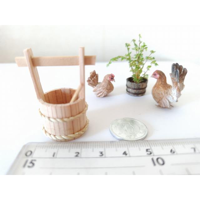 12分の1サイズ ミニチュア手桶柄杓セット : ミニチュア木工工房