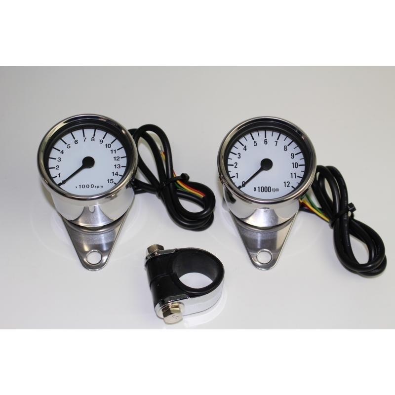 タコメーター12000RPM表示φ60ディスプレィホワイト ホーク用メーター