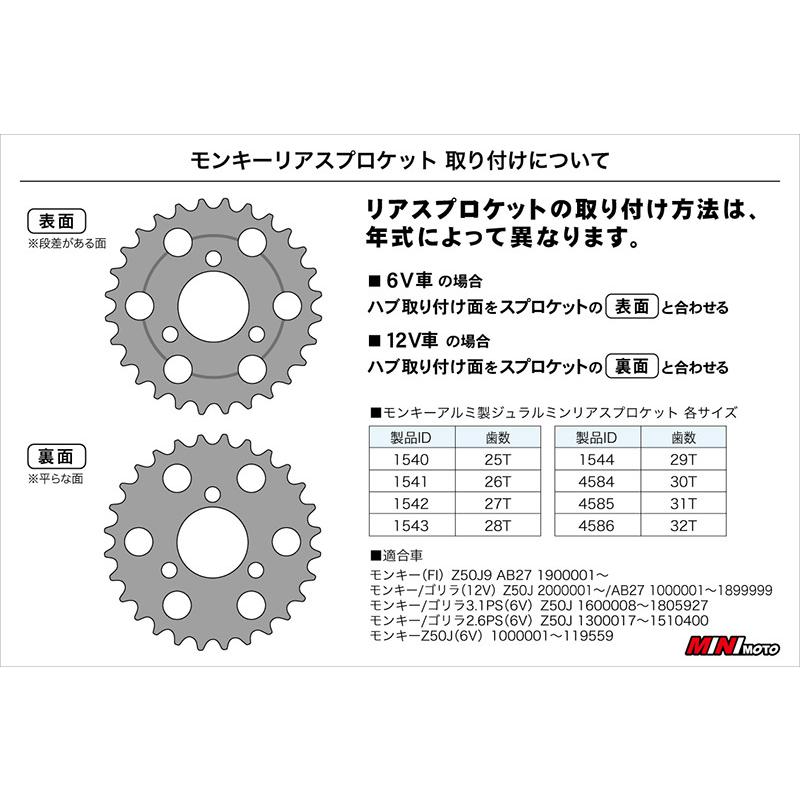 モンキーリアスプロケットジュラルミンゴールド31T : ミニモト公式