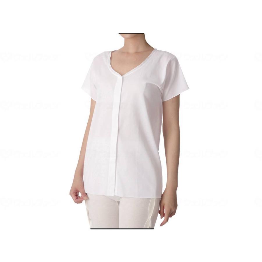 ワンタッチ肌着 ワンタッチ肌着前開き半袖<婦人>マジック式