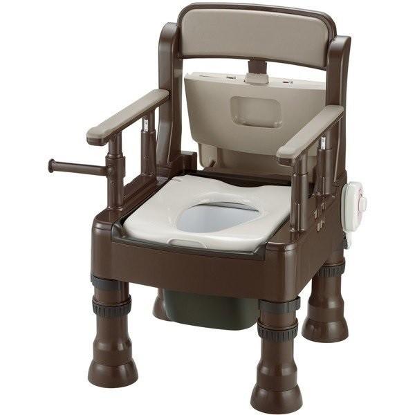 ポータブルトイレきらくMH型 暖房便座 ダークブラウン 45623