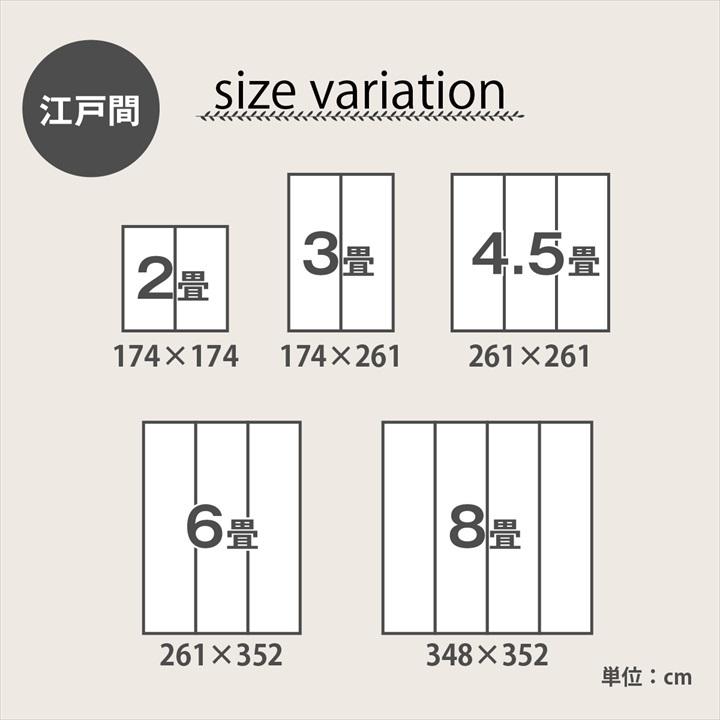 カーペット ござ 日本製 国産 敷詰 ラグ 敷物 ナチュラルスタイル い草 消臭 抗菌防臭 防炎 市松 ブラック 江戸間3畳 約174×261cm イケヒコ_7